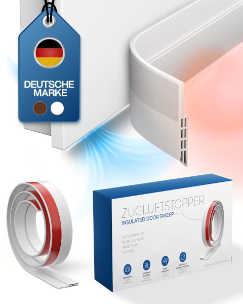 MIDORI Zugluftstopper für Türen 5 x 100cm Türdichtung Türbodendichtung unten Weiß Schallschutz