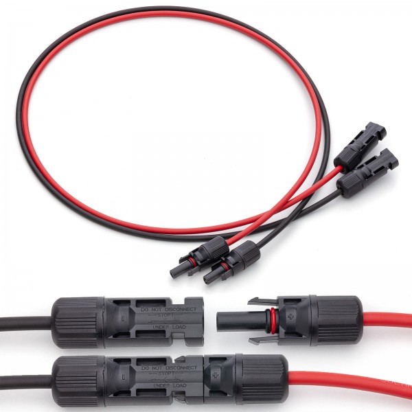 1 Paar Solarkabel Verlängerungskabel MC4 Stecker Buchse 6mm² 1500V DC Rot/Schwarz 1m IP67