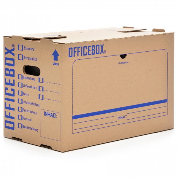 200 x Officebox® Archivbox Officebox Ordnerkarton Archivkarton mit Sichtfenster braun