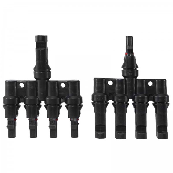 1 Paar T-Stecker 4-fach Abzweigbuchse Abzweigverbinder T-Abzweig Solarpanel Stecker für MC4