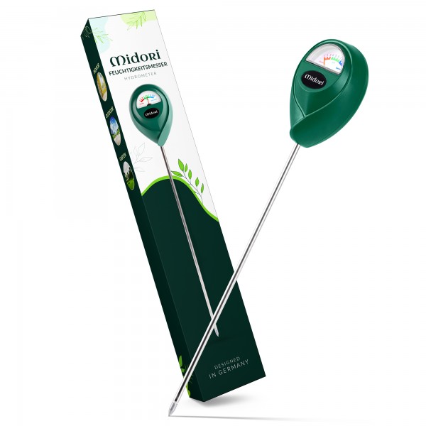2 x Midori Boden-Feuchtigkeitsmesser Messgerät Hydrometer Pflanzen Grün 31,2 cm Sonde