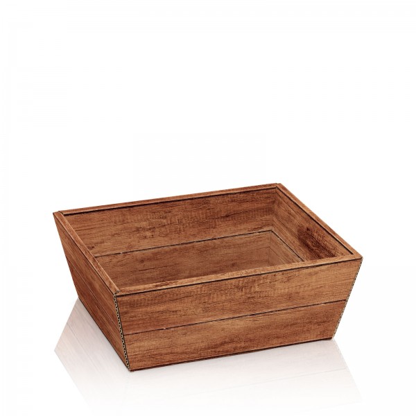 25 x Präsentkorb Geschenkkorb 195x145x100 mm Holzoptik Braun