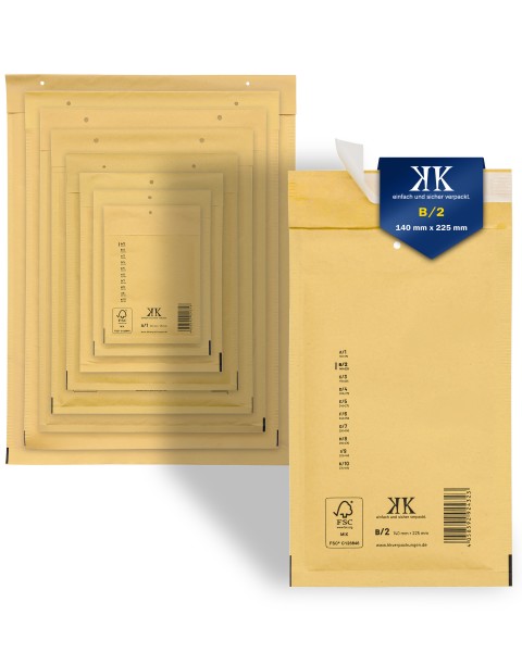 8400 Luftpolster-Versandtaschen B2 B/2 140x225mm (Außenmaß) Braun