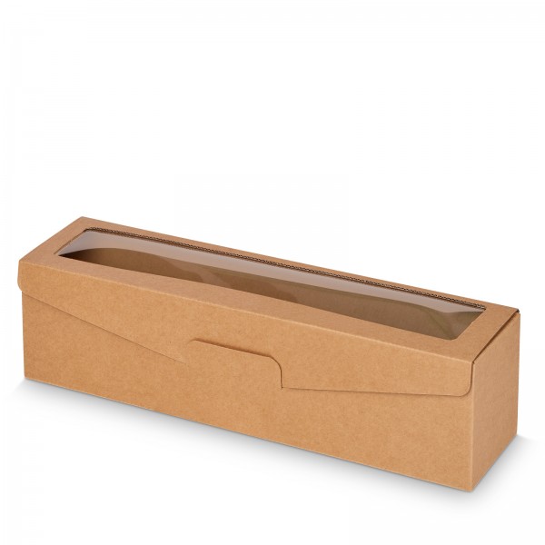 1000 x Präsentkarton für 1 Flasche 380x95x90 mm Kraftpapier Fenster Natur