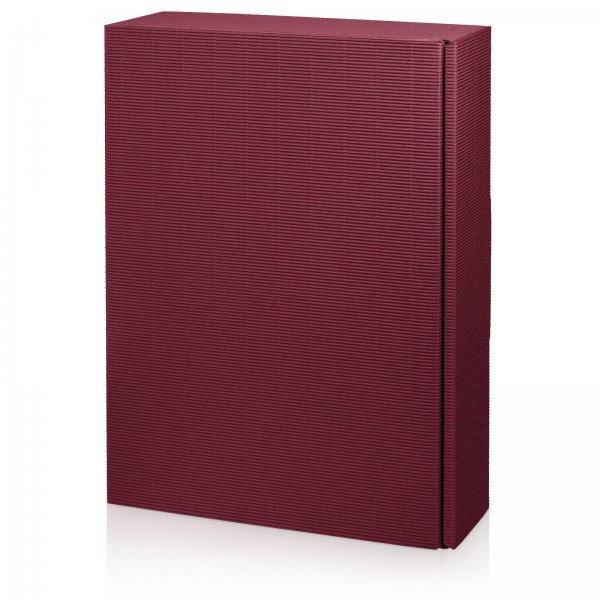 500 x Präsentkarton für 3 Flaschen 360x250x90 mm offene Welle Rot Bordeaux