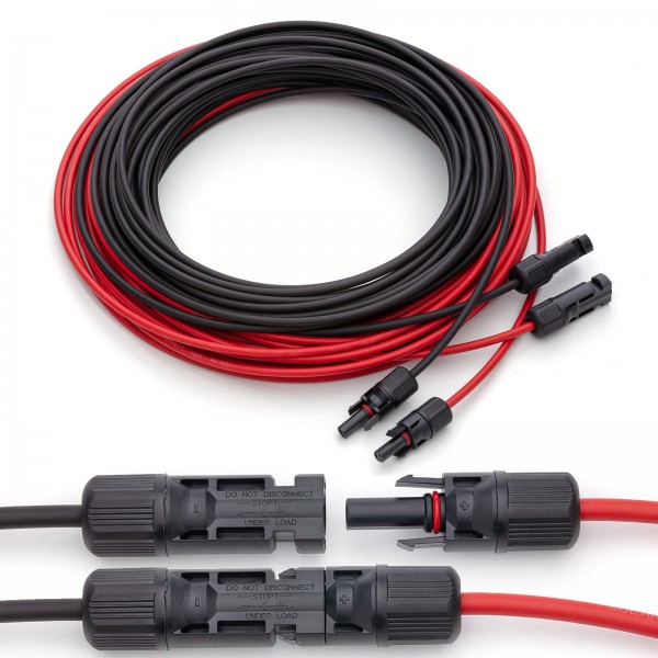 1 Paar Solarkabel Verlängerungskabel MC4 Stecker Buchse 4mm² 1500V DC Rot/Schwarz 15m IP67