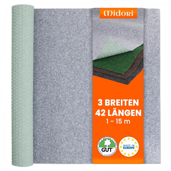 Rasenteppich 133 x 675 cm Grau Kunstrasen-Teppich mit Noppen Balkon Terrasse Outdoor