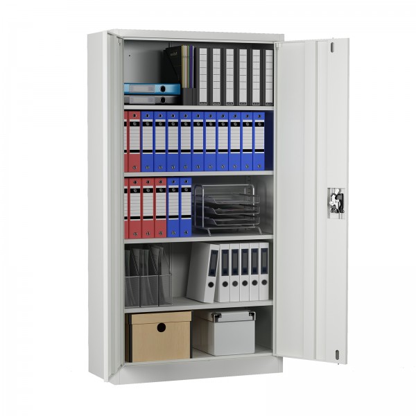 MIDORI® Aktenschrank Büroschrank Metallschrank Flügeltürenschrank Lagerschrank 4 Böden Grau