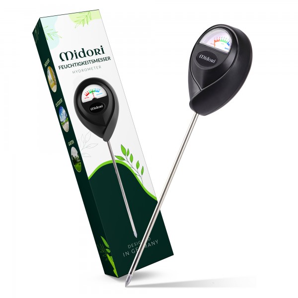 4 x Midori Boden-Feuchtigkeitsmesser Messgerät Hydrometer Pflanzen Schwarz 17,5 cm Sonde