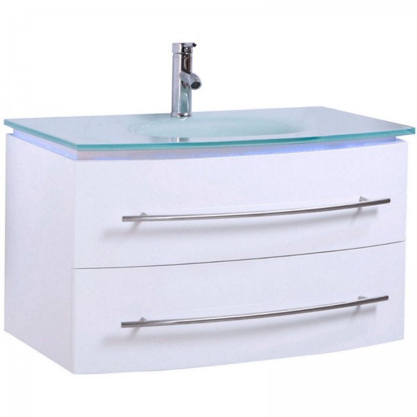 Badmöbel Unterschrank Waschbecken Touch LED Weiß Hochglanz 70 cm