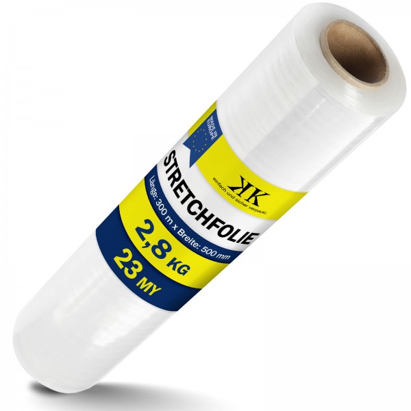 1 Rolle Stretchfolie Palettenfolie Wickelfolie 23 my 500mm x 300m transparent