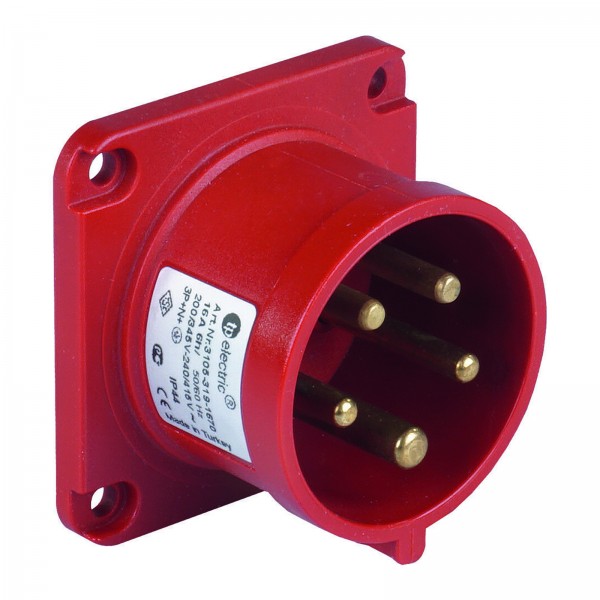 CEE-Einbaustecker Anbaustecker IP44 16A 5-polig 3P+N+PE 345V bis 415V Schraubanschluss