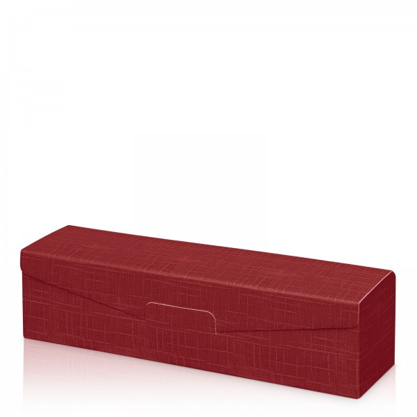 1000 x Präsentkarton für 1 Flasche 380x95x90 mm strukturgeprägt Rot Bordeaux