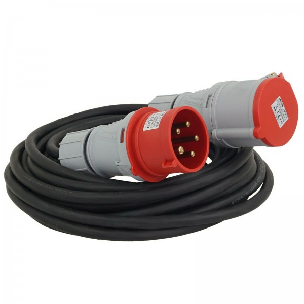 CEE-Verlängerungskabel Starkstromverlängerung 32A 400V 5-polig 5x2,5mm² mit Phasenwender 15m