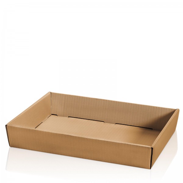 1000 x Präsentkorb Geschenkkorb 315x220x55 mm offene Welle Natur