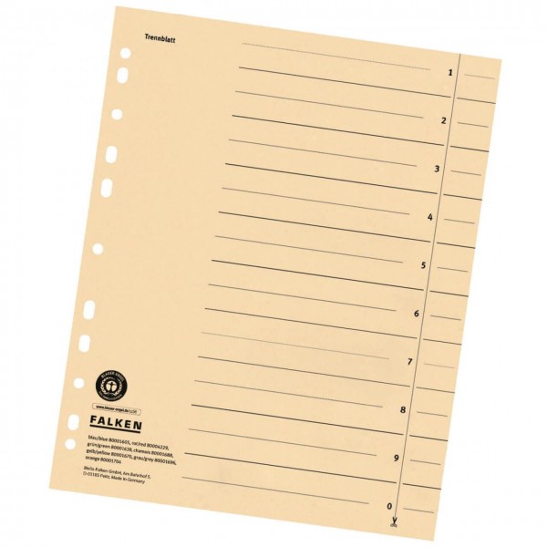10 x FALKEN Trennblätter DIN A4 liniert Chamois
