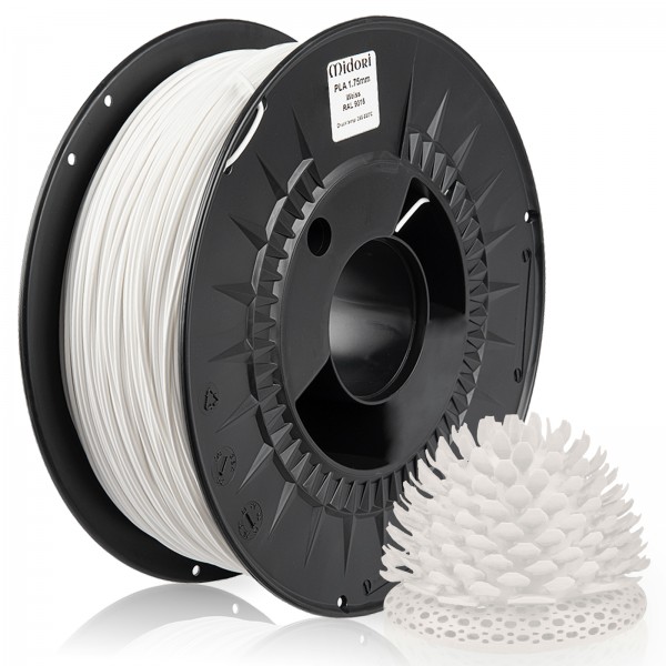 MIDORI® 3D Drucker 1,75mm PLA Filament 1kg Spule Rolle Premium Weiß RAL9016