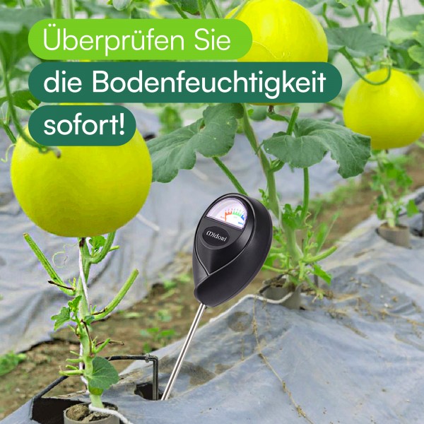 2 x Midori Boden-Feuchtigkeitsmesser Messgerät Hydrometer Pflanzen Schwarz 17,5 cm Sonde