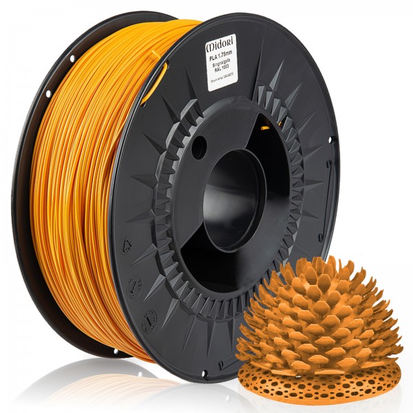 10 x MIDORI® 3D Drucker 1,75mm PLA Filament 1kg Spule Rolle Premium Signalgelb RAL1003