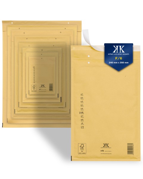 100 Luftpolster-Versandtaschen F6 F/6 240x350mm (Außenmaß) DIN A4+ Braun