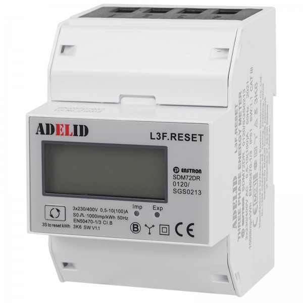 Wechselstromzähler DIN Hutschiene digital LCD MID zertifiziert 1-Phase S0 Interface Reset 10(100)A