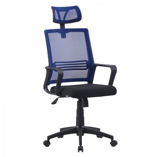 MIDORI® Bürostuhl Drehstuhl atmungsaktives Meshgewebe ergonomisch hohe Rückenlehne Schwarz/Blau