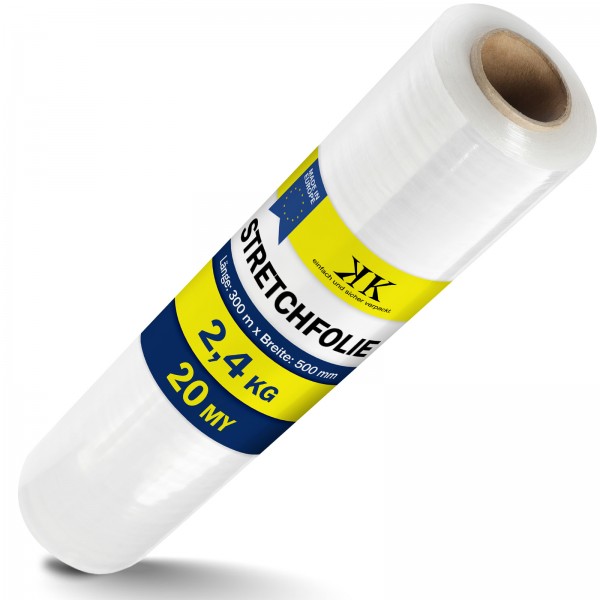 1 Rolle Stretchfolie Palettenfolie Wickelfolie 20 my 500mm x 300m transparent