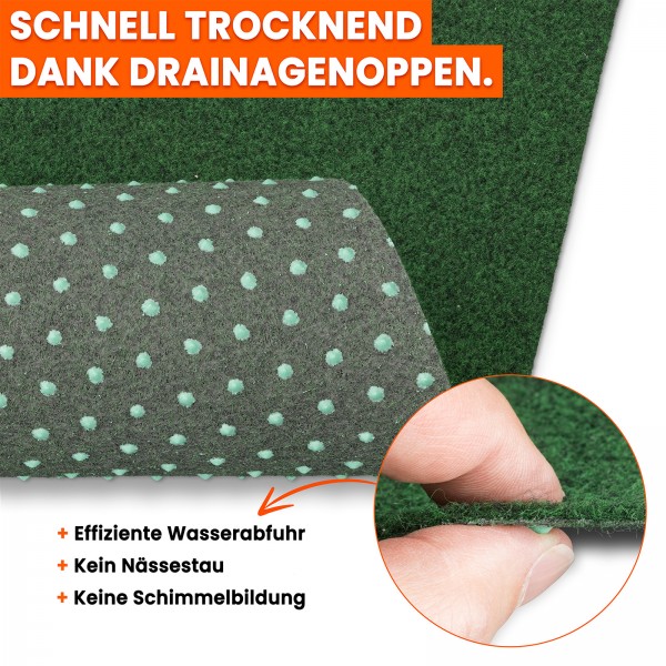 Rasenteppich 200 x 400 cm Grün Kunstrasen-Teppich mit Noppen Balkon Terrasse Outdoor