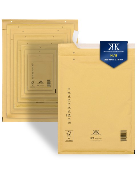 2400 Luftpolster-Versandtaschen H8 H/8 290x370mm (Außenmaß) Braun