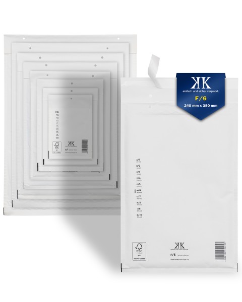 200 Luftpolster-Versandtaschen F6 F/6 240x350mm (Außenmaß) DIN A4+ Weiß