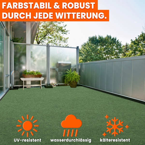 Rasenteppich 200 x 400 cm Grün Kunstrasen-Teppich mit Noppen Balkon Terrasse Outdoor