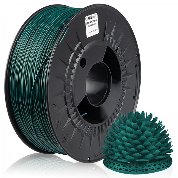 MIDORI® 3D Drucker 1,75mm PETG Filament 1kg Spule Rolle Premium Grün Metallic