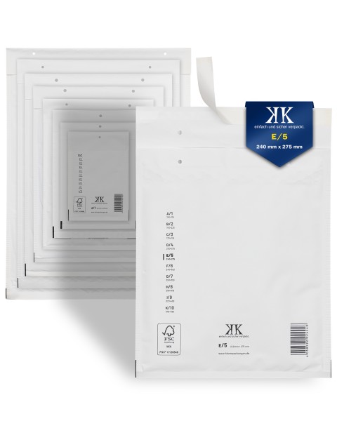 300 Luftpolster-Versandtaschen E5 E/5 240x275mm (Außenmaß) Weiß
