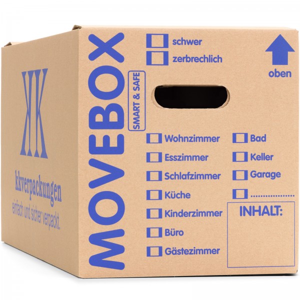 120 Umzugskartons Movebox Smart & Safe 2-wellig 40 kg belastbar Beschriftungsfeld Griffverstärkung
