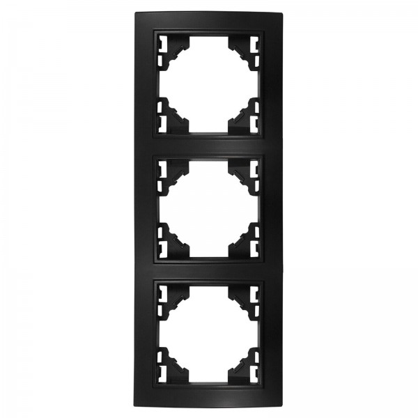 Rahmen 3-Fach für Steckdosen Schalter Unterputz 227x82x8mm vertikal Schwarz Matt