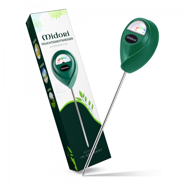 2 x Midori Boden-Feuchtigkeitsmesser Messgerät Hydrometer Pflanzen Grün 17,5 cm Sonde