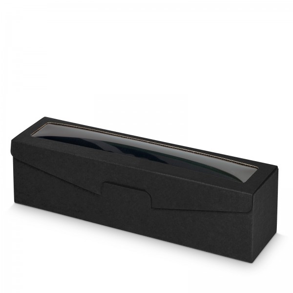 500 x Präsentkarton für 1 Flasche 380x95x90 mm Kraftpapier Fenster Schwarz