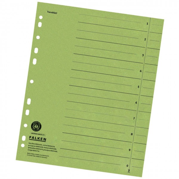 20 x FALKEN Trennblätter DIN A4 liniert Grün