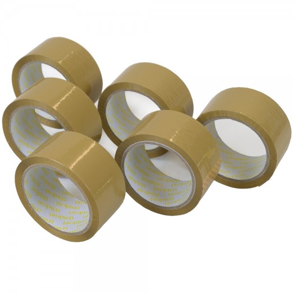 6 Rollen Packband Klebeband Braun Laut PP Paketband Tape 48 mm x 66 m