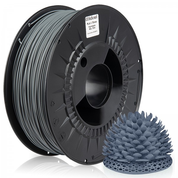 2 x MIDORI® 3D Drucker 1,75mm PLA Filament 1kg Spule Rolle Premium Signalgrau RAL7000