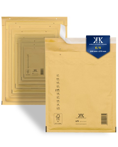 4000 Luftpolster-Versandtaschen E5 E/5 240x275mm (Außenmaß) Braun
