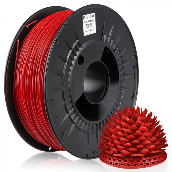 2 x MIDORI® 3D Drucker 1,75mm PLA Filament 1kg Spule Rolle Premium Signalrot RAL3001
