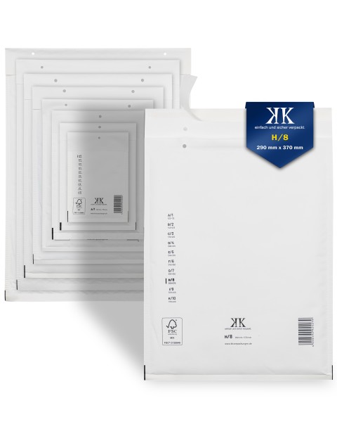 200 Luftpolster-Versandtaschen H8 H/8 290x370mm (Außenmaß) Weiß