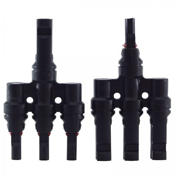 1 Paar T-Stecker 3-fach Abzweigbuchse Abzweigverbinder T-Abzweig Solarpanel Stecker für MC4